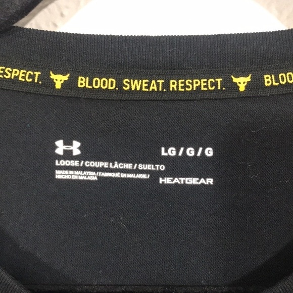 Under Armour Project Rock “Hardest Worker in the Room” Black Screen Print Tee - Picture 3 of 11